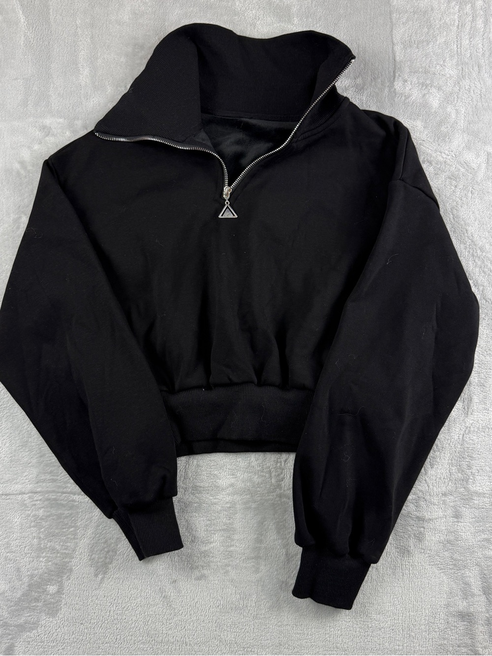 Black Half Zip Lounge Set Sweatshirt Jogger Set crop streetwear relax y2k Size M - Picture 2 of 12